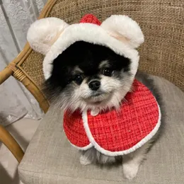 Köpek Giyim Instagram Rüzgar Noel Peluş Kulaklar Kapşonlu Ön Bib Cape Sıcak Yıl Elbise Hediye Kız Arkadaşı Kar Prensesi