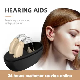 軽度から中程度の難聴のための充電ケースタイプタイプCポート低コスト付きBTE充電式ミニ耳補聴器アンプ