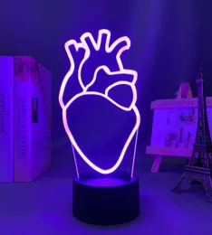 Gece Işıkları Akrilik LED Işık Kalp Pnl Yatak Odası Dekorasyon Renk Değiştirme Gece Işığı Hayranları Hediye Odası Dekoru qlf Coeurs 3D LAMP5934866