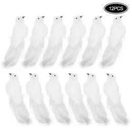 パーティーデコレーション12 PCS人工鳥は羽のクリスマスウェディングツリークラフトの装飾品にクリップします