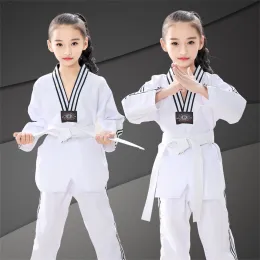 Ürünler Yetişkin ve Çocuk Taekwondo üniforma koçu Dobok Erkek Kadınlar Uzun Kollu TKD Gömlek Pantolon Seti Karate Gymnasium Eğitim Takım