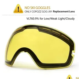 Ski Goggles Nowy Copozz Owwo rozjaśniający obiektyw dla modelu GOG201 Zwiększ jasność pochmurna noc, aby używać dostawy Sports Otckn