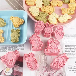 Baking Moulds 8 Pcs Easter Biscuit Mold 3D Egg Cookie Cutter Stamp Embosser Party Fondant Cake Decoration Tools