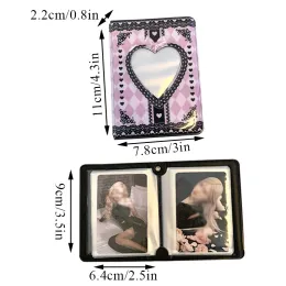 Ins Black Plaid Photo Album 3 Inch Heart Hollow Kpop Idols Photocards Cards Holder Star Chasing Photos Collect Book 40 Pockets