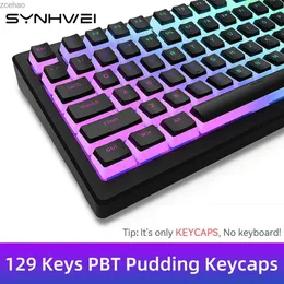 Keyboards Pudding PBT Keycaps 129 key dual lens transparent suitable for 60% 80% 100% Layout RGB mechanical game keyboard OEM configuration filesL2404
