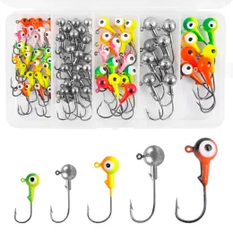 Fishhooks 75Pcs/Box Jig Head Fishing Hook Round Crank Jig Head Hook Unpainted Ball Head Saltwater Fishing Hook for Bass Trout Crappie