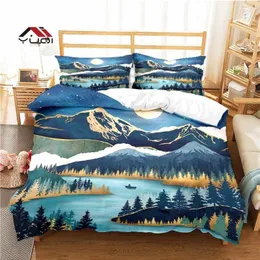 침구 세트 Aldult Kids Bed Game Quilt Comforter 6 크기를위한 Sunrise Landscape Duvet Cover 세트