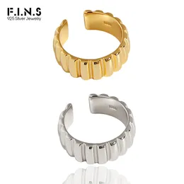 FINS COREAN Original Design Wide Gear S925 Sterling Silver Rings for Women Men Delection Index Mid Finger Wedding 240322