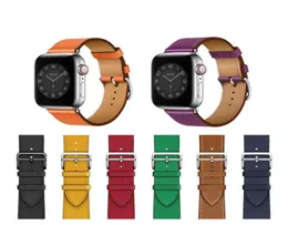 Business Real Leather Loop Armband Belt Band för Apple Watch 6 SE 5 4 42mm 38mm 44mm 40mm rem på smart IWATCH 3 2 1 WatchBand2350973