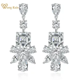 Brincos wong chuva 925 esterlina prateada asscher cut Lab safira diamantes de alto carbono diamantes pedras gemas briols bretas de jóias finas