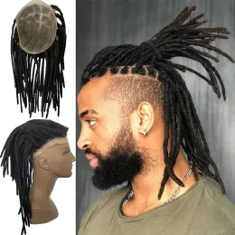 Toupees 12inch Transparent Full Lace Base Afro Dreadlock Extensions Toupee For Men And Women 0.6cm Loc Extensions Human Hair Dreadlock