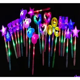 Led Light Sticks Flashing Up Glowing Rose Star Heart Magic Wands Party Night Activities Concert Carnivals Props Birthday Drop Delivery Dh059