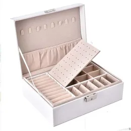 Jewelry Boxes Pu Leather Storage Box Portable Double-Layer Packaging European-Style Mti-Function Winter Gift 230505 Drop Delivery Dhimo