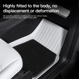 YZ Tesla Model Y 3 Floor TPE Mat Trunk White Luggage Mat LHD 2021 to 2023 Left Rudder Waterproof Non-Slip Carpet Floor Liner