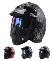 PU LÄDER MOTORCYCLE HELMETS Hoppare Bike Half Helmet Vintage Goggle Mask8524039