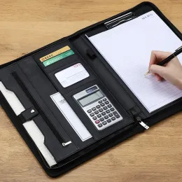 Padfolio A4 Leather Expanding File Folder Office Business Document Organizer Holder Padfolio Brief Case Portfolio With Ipad Zipper Bag