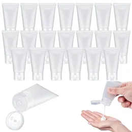Förvaringsflaskor 100 st 15/20/30/50/100 ml frostat plastlock mjuka rör tomma kosmetiska lotionflaskekpressar schampo krämpaket