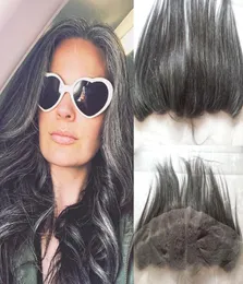 My Queen Mix Grey Lace Firlate Firmure 134 Cabelo Humano Black Cinza a orelha Fechamento para vovó Straight4355320