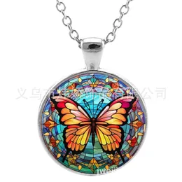 Pendant Necklaces Blue Purple Magic Butterfly Necklace Beautif Insect Flowers Glass Gem Long Chain Handmade Jewelry Drop Delivery Pen Otcat