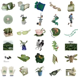 62pcs ins in green эстетические наклейки с винтаж для декора Diy Детский ноутбук