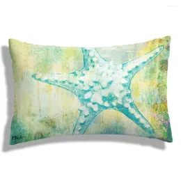Pillow Starfish With Yellow And Green Background Plush Pillowcase Sofa Cover For Home Improvement Decoration