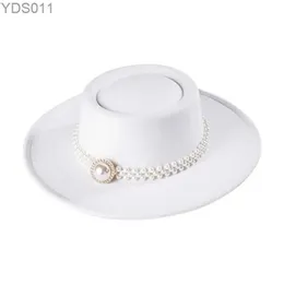 Cappelli larghi secchio secchio da donna con cappello per torta di maiale con fedora bianco con cappello a cilindro largo perla larghezza perla panoma autunno e inverno YQ240403