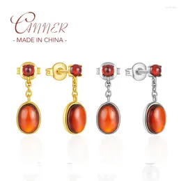 Brincos canner real s925 prata esterlina luz luxo retro oval rubi piercing para mulheres jóias presentes brincos pendientes