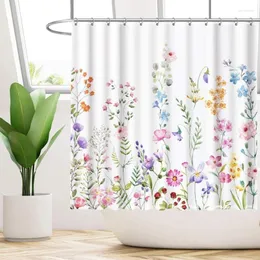 Duschvorhänge grüne Blüten Blätter 3D für Badezimmer natürliche Pflanze Polyester wasserdicht gedruckt