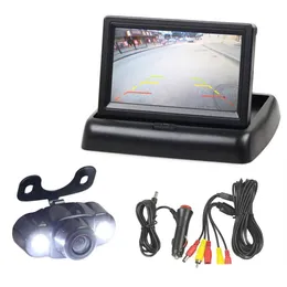 Câmeras traseiras do carro Sensores de estacionamento DIYKIT 4 Kit de câmera de reversão de 3 polegadas de backup monitor LCD LCD HD LED Night Vision Camera327Q OT4A1