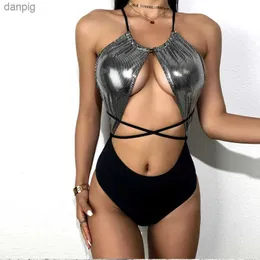 SWINS BASSEGGIO SWINI SHINY POTCHWORT Woman Woman One Piece Swimsuit Tagliata Mono Studio da bagno senza schienale Sexy Swimming Suit for Women Bather Y240402