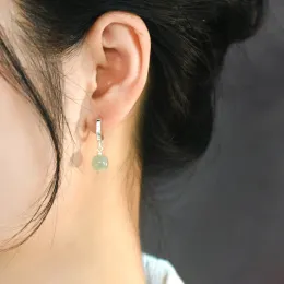 Ohrringe Ashiqi Natural Jade 925 Sterling Silber Ohrringe Schmuckgeschenke für Frauen Neue Mode