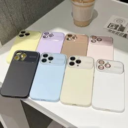 سائل السيليكون سائل الكبير نافذة حماية العدسة هو هاتف iPhone 15 14 13 12 Pro Max Solid Color Cover Cover Matte Cover Funda