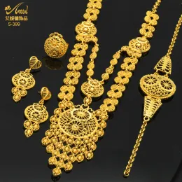 Aniid Indian 24k Gold Color Necklace Set Nigerian Bridal Wedding Bush Etiope Dubai Gioielli all'ingrosso 2024 Nuovi regali