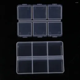 Storage Bottles 6 Grids Jewelry Container Sealed Stationery Braille Holder Broken-resistant Spare Beads Portable Box