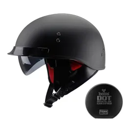 Motorcykelhjälmar Black Vintage Helmet Open Face Dot Godkänd halv retro Moto Casco Capacete Motociclistas7815067
