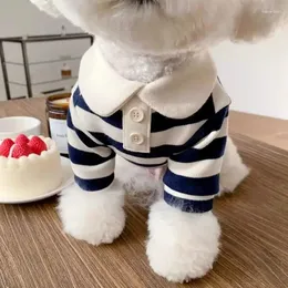 Hundklädkläder Schnauzer Teddy Polo Shirt Summer Dress Striped Pet T-Shirt Costume Soft Pullover Suit For Valp