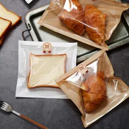 Stume di stoccaggio da 100 pezzi a prova di olio panino panino sacche di carta kraft a prova di olero con alimentazione da forno a ciambella per finestra trasparente