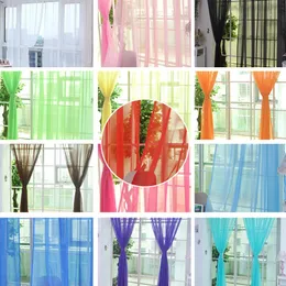 1 datorer Rod Pocket Rainbow Curtain Pure Color Tulle Curtain för vardagsrum ren voile Bröllopsdekor Modernt sovrumsfönster