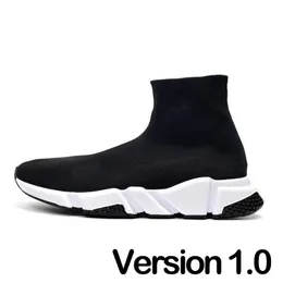 مصمم أحذية Runner Mens Womans Sock Socks 1.0 2.0 Speed ​​Nice Sneaker Graffiti Trainer Platform الأسود Clear Emed اللامع Beige Master Sneakers متماسكة