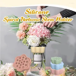 Vases Spiral Ikebana Stem Holder Silicone Flower Stand DIY Floral Art Accessory Vase Ring For Party Wedding