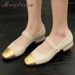 أحذية غير رسمية Meotina Women Mary Janes Square Toe Flats Mixed Colors Glove موجز سيدة أزياء الربيع الخريف الذهب الأسود 40