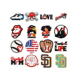 Partihandel Softball Sport Clog Charms Baseball Team CLOG CHARM DECORATION FÖR HOLE SKO MLB CLOG CHARM FIT FÖR SKO -prydnad