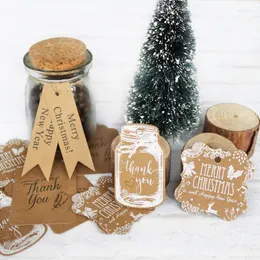 Parti Dekorasyonu 50 PCS Mutlu Noeller Kraft Hediye Etiketleri Teşekkürler Şişe Şekliniz Kağıt Mesajı Asmak Tag Kartları Etiket Xmas Favor