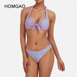 Use Homgao Brazilian Push Up Bikini Set Woman 2023 Swimwear Lowar Caist
