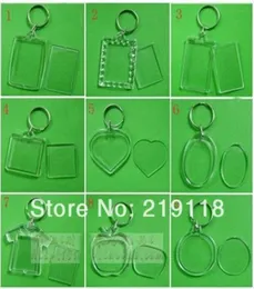 50 pcslot Blank Acrylic Keychains Insert Po plastic Keyrings Square Key Rectangle heart circular7846502