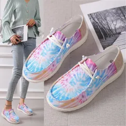 Casual Shoes Spring Summer Women's Flat Lace Up Tennis Large Size Single Shoe Color Matching Lightweight Femme Walking