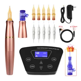 Machine Bmx 2 Head Tattoo Hine Kits Digital Rotary Tattoo Hine Pen Set Permanent Makeup Micropigmentation Device Cartridge Needles