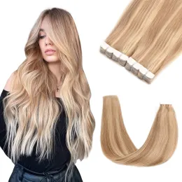 Extensions AW 12'' 16'' Mini Tape in Hair Extensions Human Hair Highlight Real Natural Brazilian NonRemy Hair Straight Seamless Skin Weft