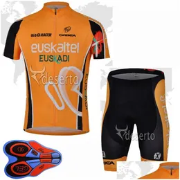 Cycling Jersey Sets Euskaltel Team Ropa Ciclismo Breathable Mens Short Sleeve Bib Shorts Set Summer Road Racing Clothing Outdoor Drop Otza0