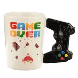 Ceramic Mugs Creative 3D Game Over Coffee Cups Student Milk Game Controller Handle Funny Mug Birthday Christmas Gamer Gift 240329